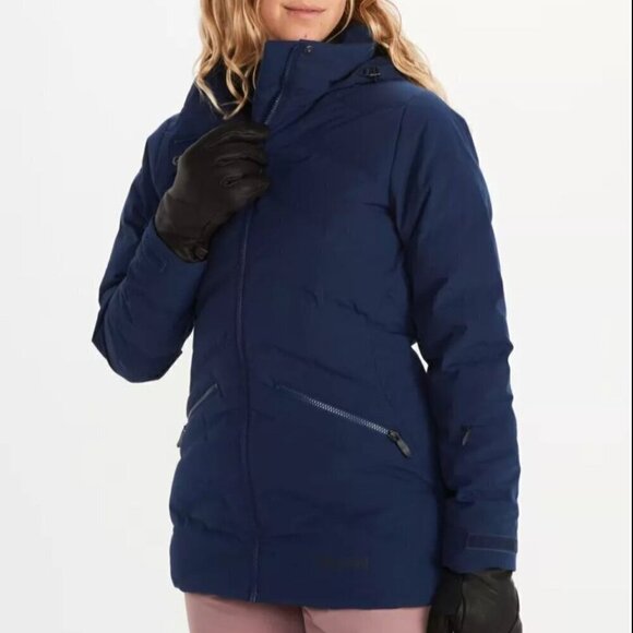 Marmot Jackets & Blazers - Marmot Women Val D'Sere Ski Jacket 700 Fill Down Arctic Navy Hooded L MSRP $295